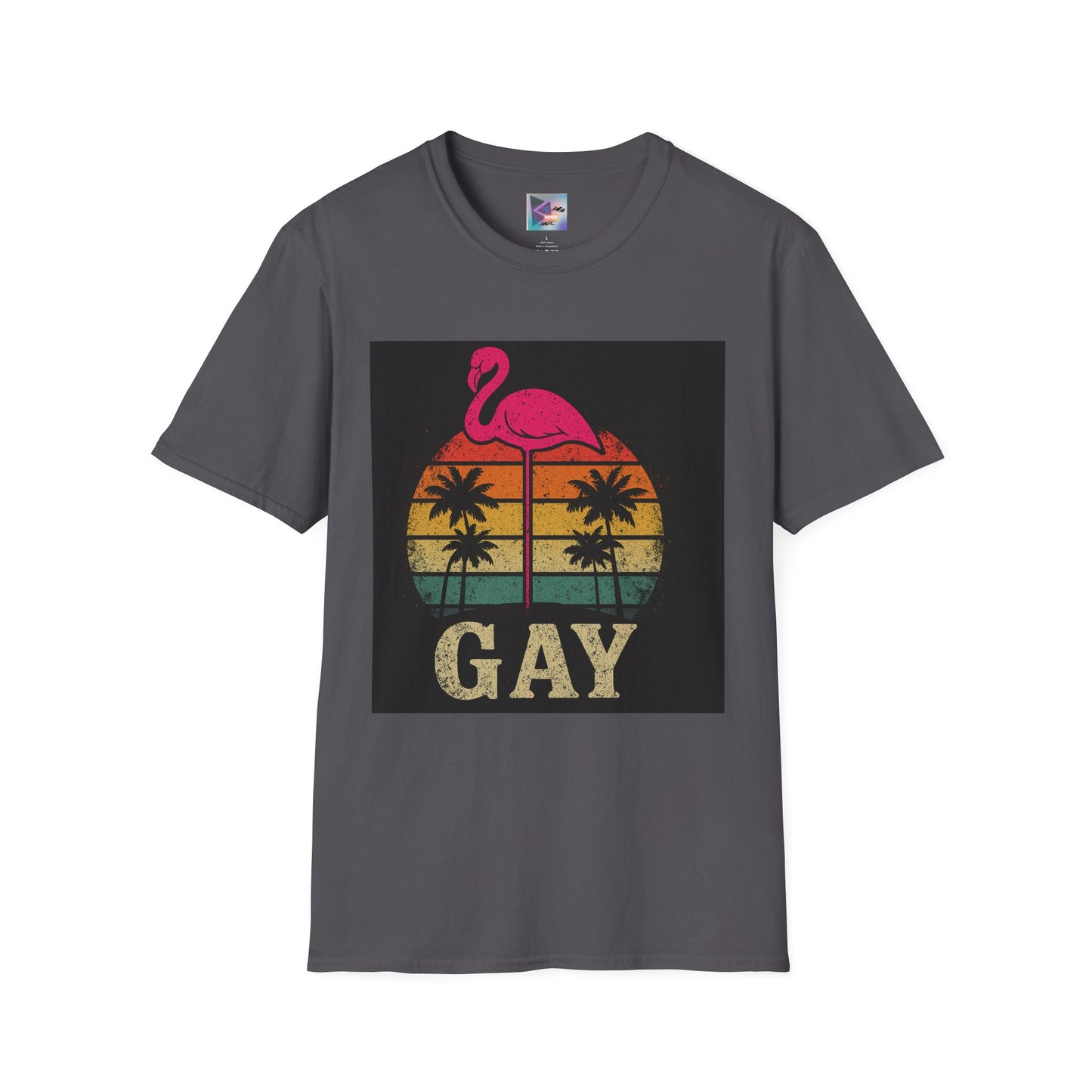 Retro Gay Flamingo T-Shirt, Unisex Pride Tee, LGBTQ+ Fashion, Summer Vibes Shirt, Perfect for Beach Parties and Pride Events