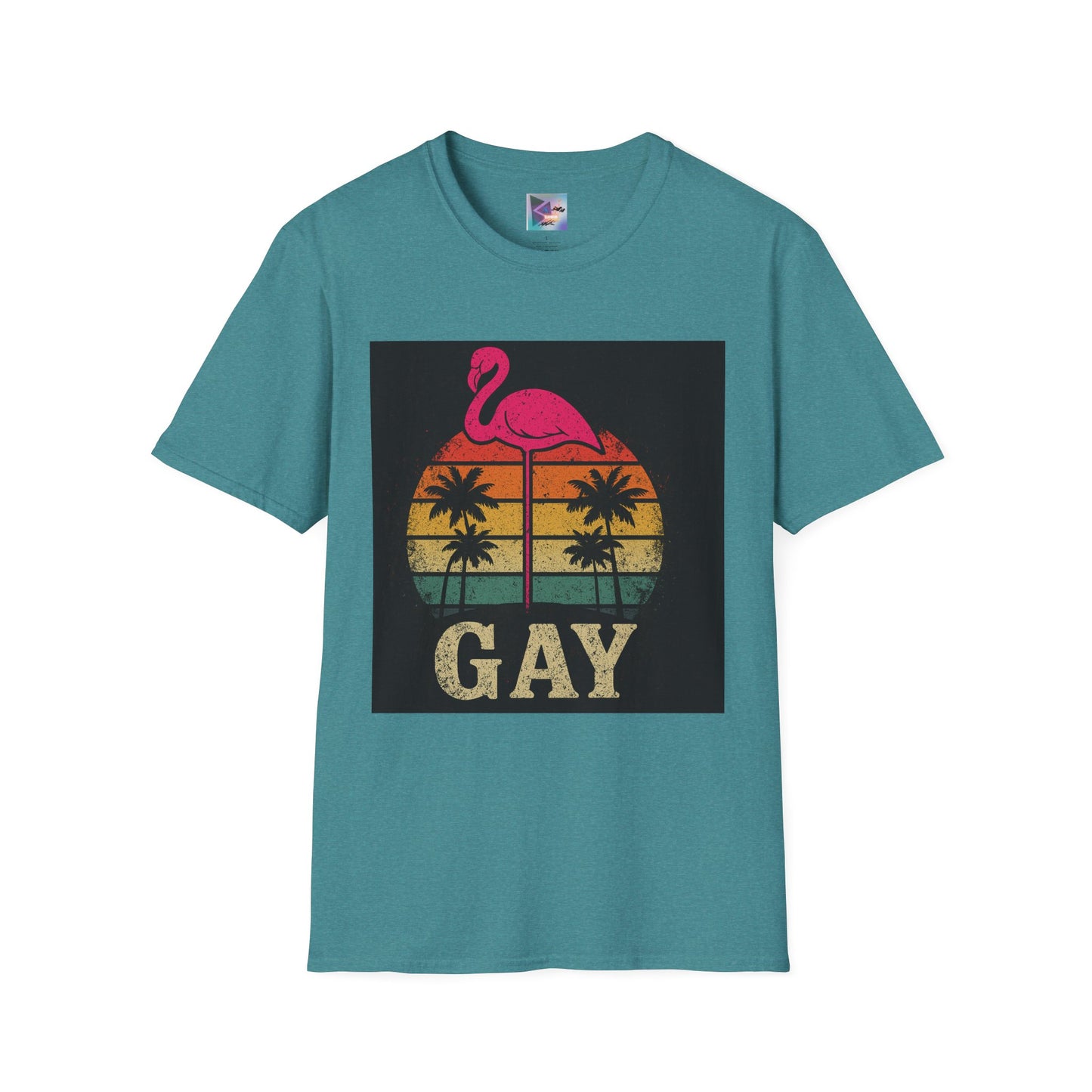 Retro Gay Flamingo T-Shirt, Unisex Pride Tee, LGBTQ+ Fashion, Summer Vibes Shirt, Perfect for Beach Parties and Pride Events