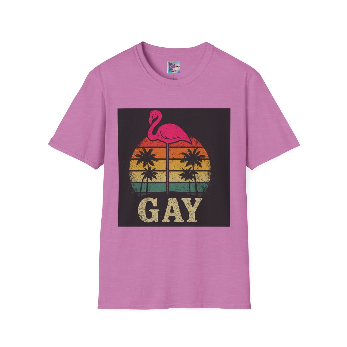 Retro Gay Flamingo T-Shirt, Unisex Pride Tee, LGBTQ+ Fashion, Summer Vibes Shirt, Perfect for Beach Parties and Pride Events