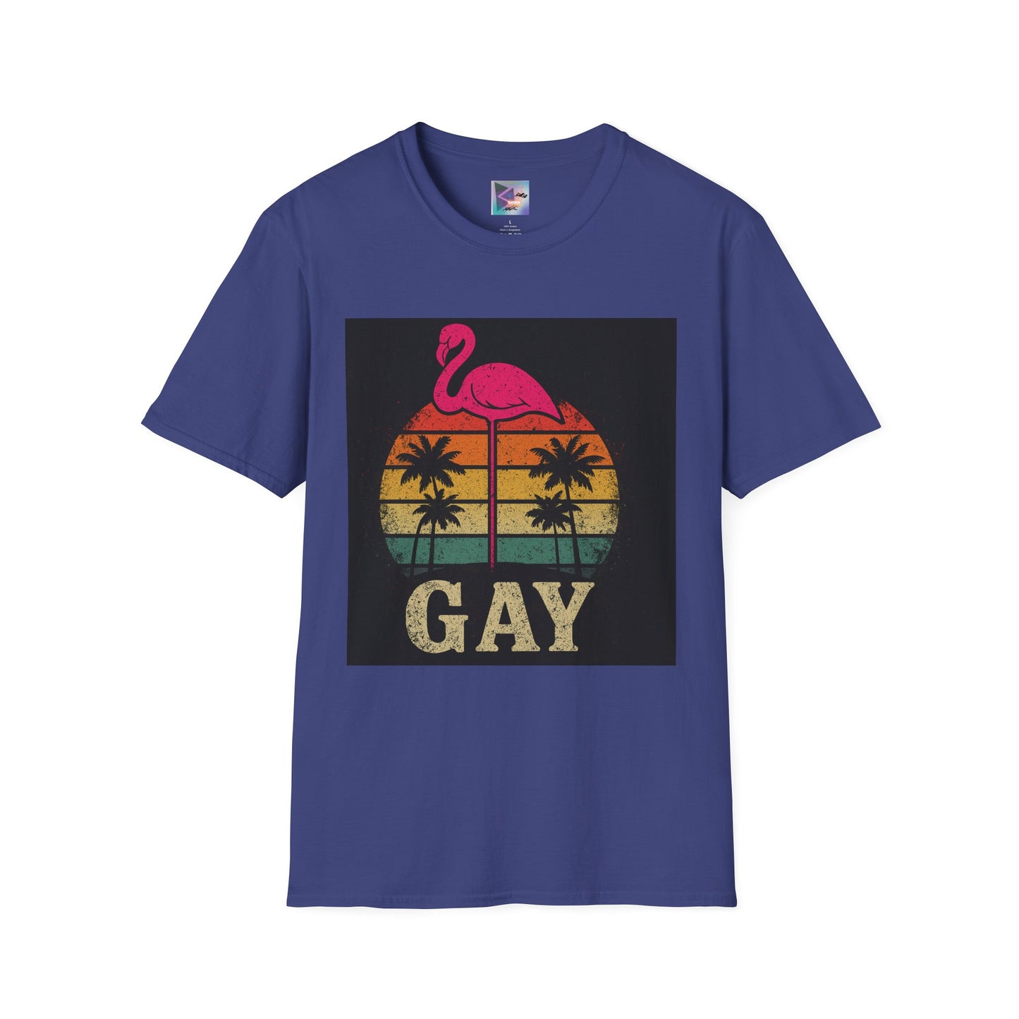 Retro Gay Flamingo T-Shirt, Unisex Pride Tee, LGBTQ+ Fashion, Summer Vibes Shirt, Perfect for Beach Parties and Pride Events