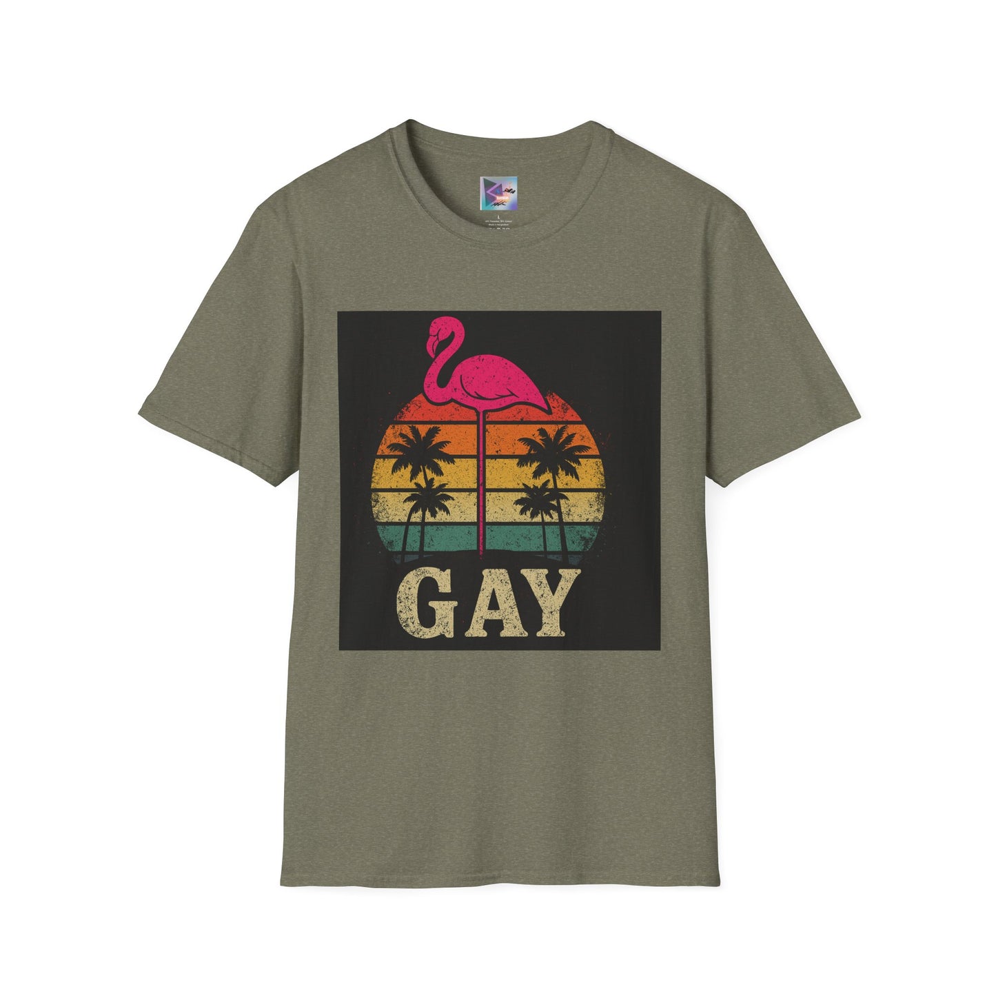 Retro Gay Flamingo T-Shirt, Unisex Pride Tee, LGBTQ+ Fashion, Summer Vibes Shirt, Perfect for Beach Parties and Pride Events
