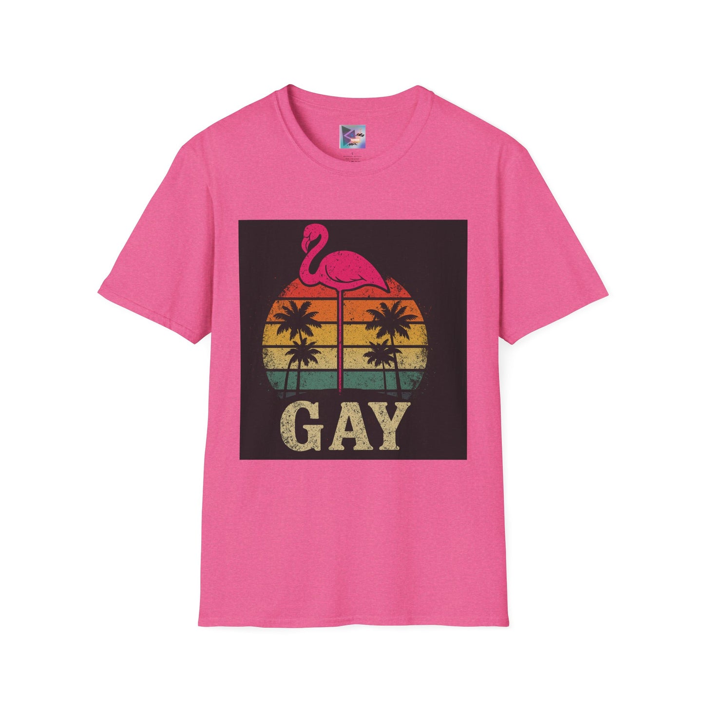 Retro Gay Flamingo T-Shirt, Unisex Pride Tee, LGBTQ+ Fashion, Summer Vibes Shirt, Perfect for Beach Parties and Pride Events