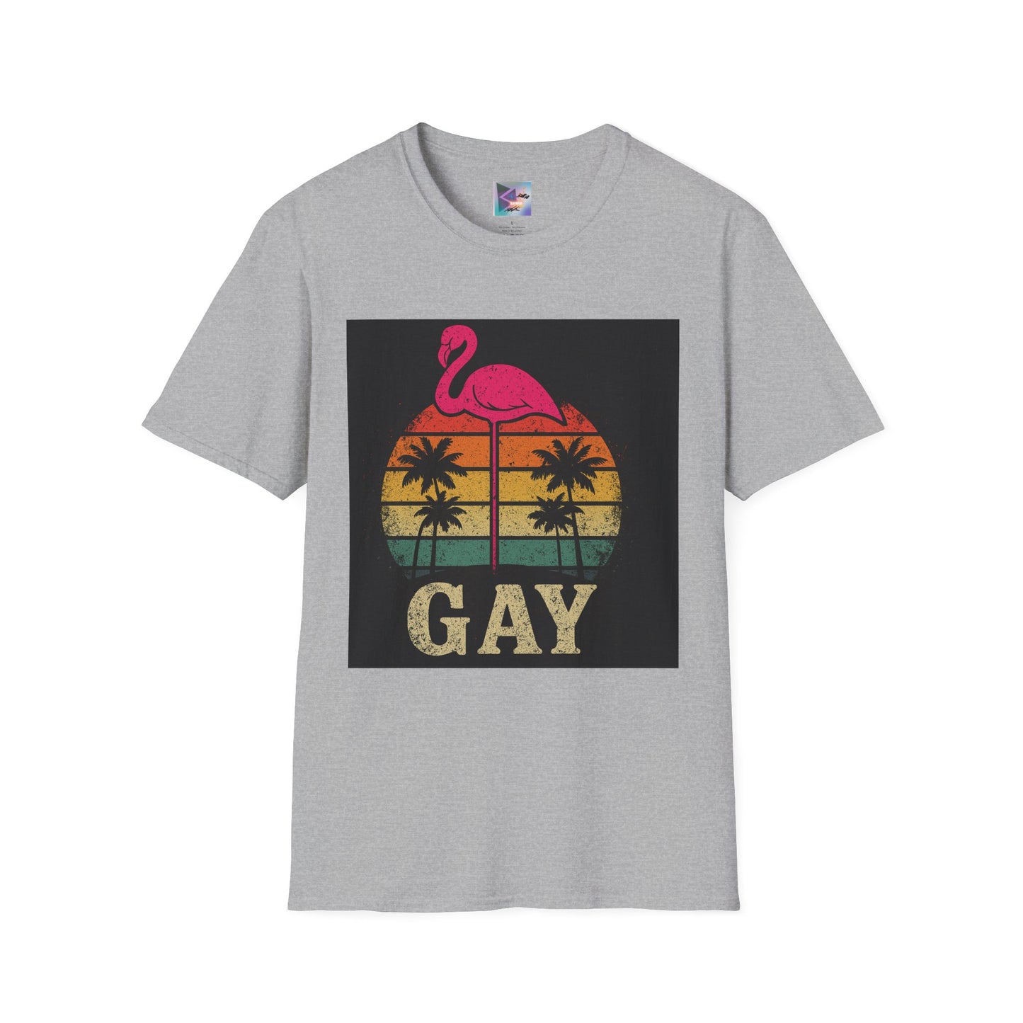 Retro Gay Flamingo T-Shirt, Unisex Pride Tee, LGBTQ+ Fashion, Summer Vibes Shirt, Perfect for Beach Parties and Pride Events