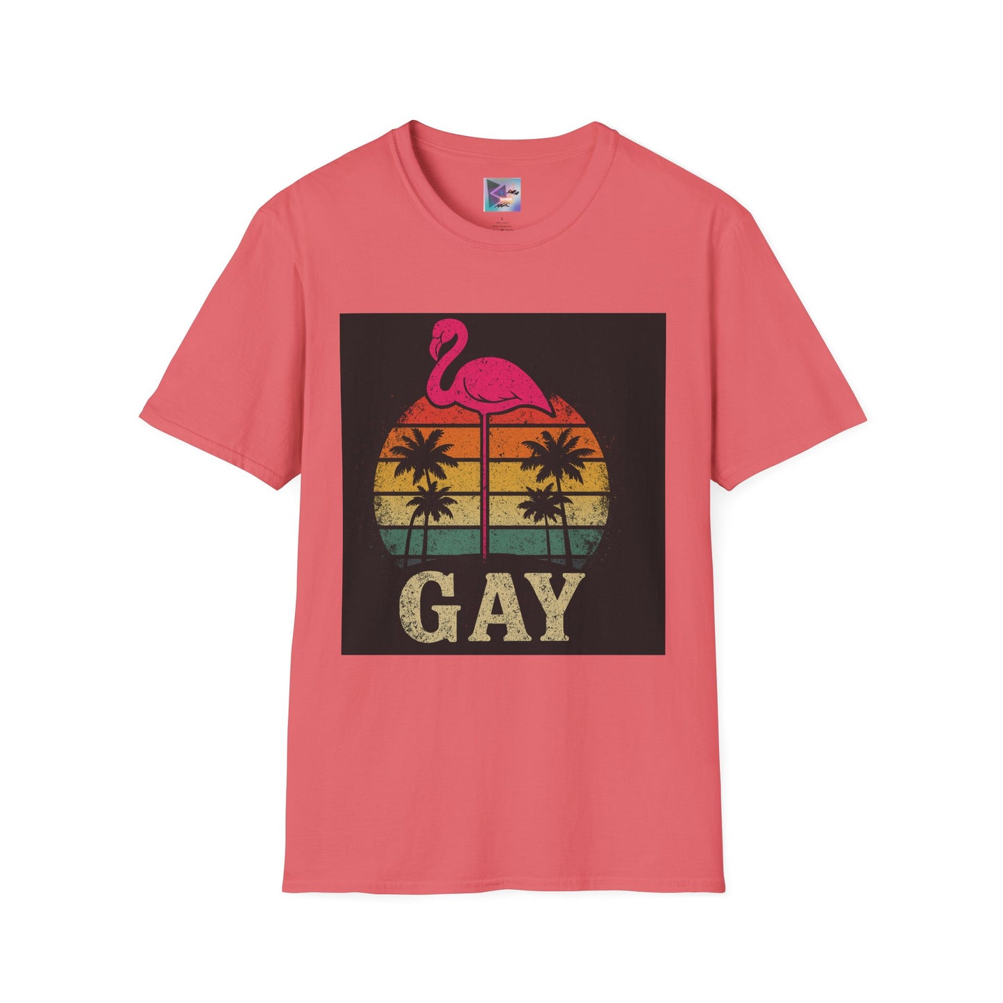 Retro Gay Flamingo T-Shirt, Unisex Pride Tee, LGBTQ+ Fashion, Summer Vibes Shirt, Perfect for Beach Parties and Pride Events