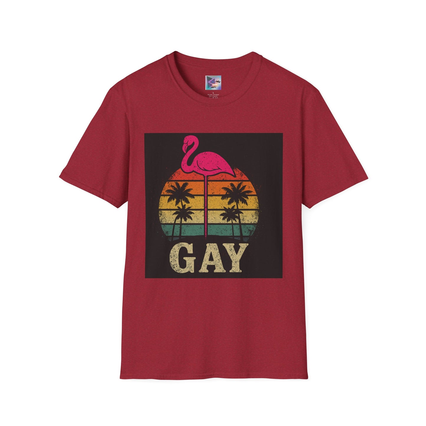 Retro Gay Flamingo T-Shirt, Unisex Pride Tee, LGBTQ+ Fashion, Summer Vibes Shirt, Perfect for Beach Parties and Pride Events