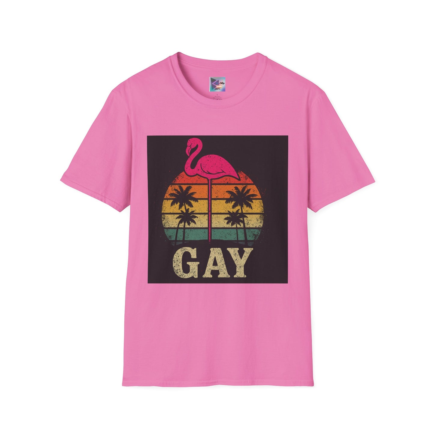 Retro Gay Flamingo T-Shirt, Unisex Pride Tee, LGBTQ+ Fashion, Summer Vibes Shirt, Perfect for Beach Parties and Pride Events