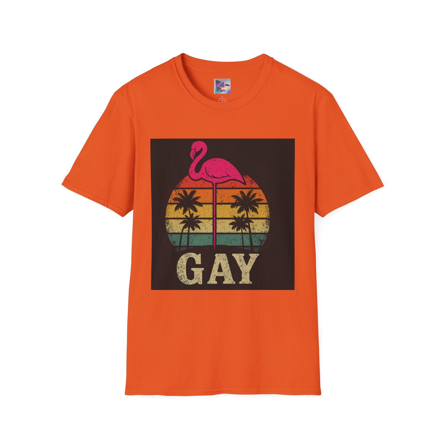 Retro Gay Flamingo T-Shirt, Unisex Pride Tee, LGBTQ+ Fashion, Summer Vibes Shirt, Perfect for Beach Parties and Pride Events