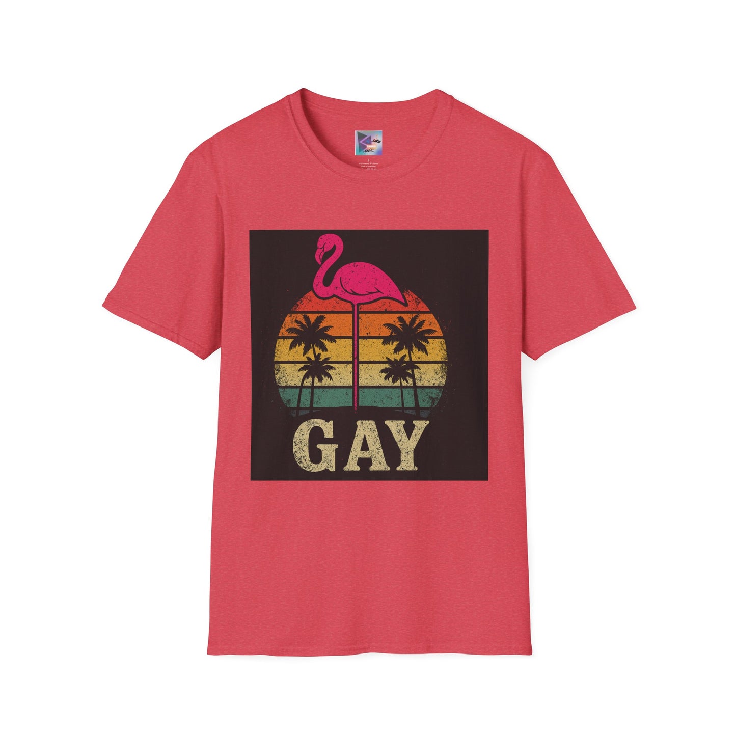 Retro Gay Flamingo T-Shirt, Unisex Pride Tee, LGBTQ+ Fashion, Summer Vibes Shirt, Perfect for Beach Parties and Pride Events