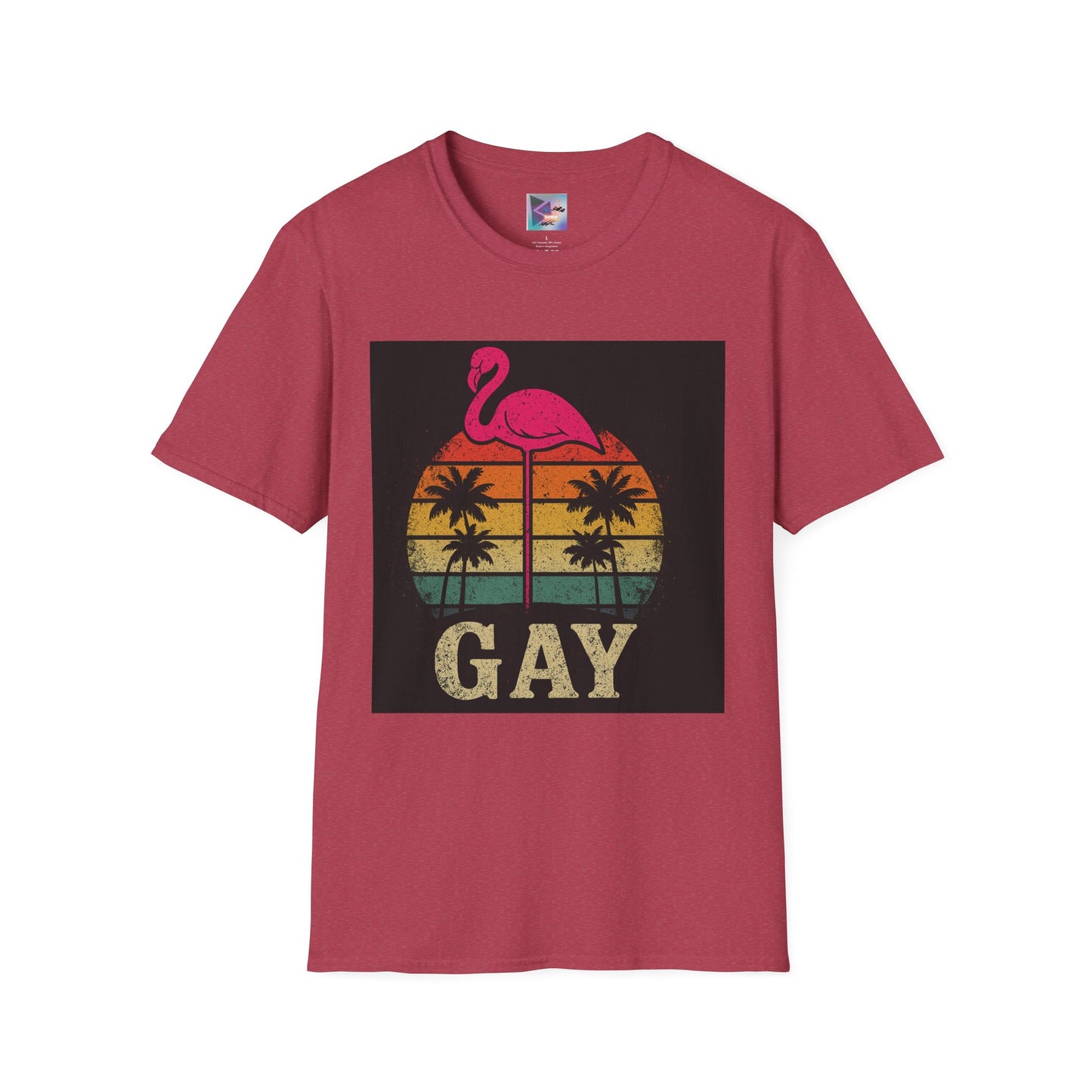 Retro Gay Flamingo T-Shirt, Unisex Pride Tee, LGBTQ+ Fashion, Summer Vibes Shirt, Perfect for Beach Parties and Pride Events