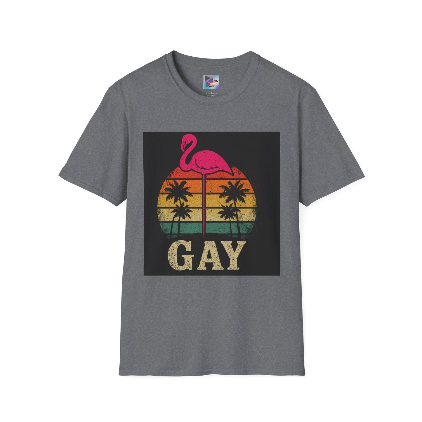 Retro Gay Flamingo T-Shirt, Unisex Pride Tee, LGBTQ+ Fashion, Summer Vibes Shirt, Perfect for Beach Parties and Pride Events