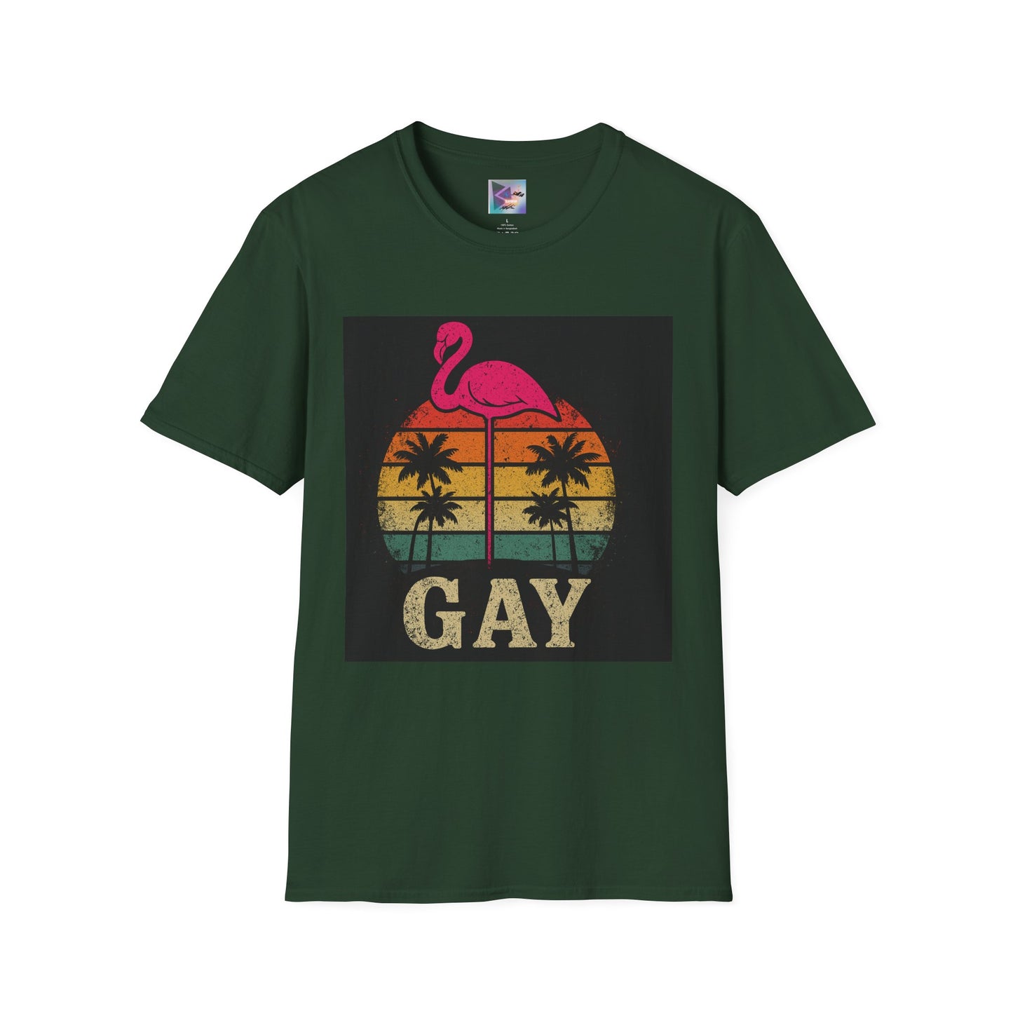 Retro Gay Flamingo T-Shirt, Unisex Pride Tee, LGBTQ+ Fashion, Summer Vibes Shirt, Perfect for Beach Parties and Pride Events